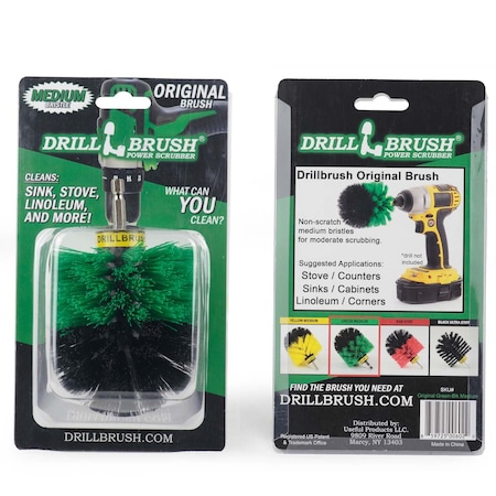 Drillbrush Cleaning Supplies - Household Cleaners - Kitchen Accessories - Drill B Original Green-Blk Medium